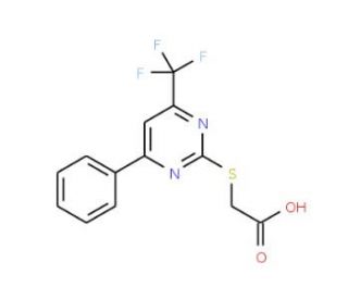 {[4-Phenyl-6-(trifluoromethyl)pyrimidin-2-yl]-thio}acetic acid - chemical structure image