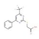 {[4-Phenyl-6-(trifluoromethyl)pyrimidin-2-yl]-thio}acetic acid - chemical structure image