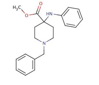 4-(Phenylamino]-1-benzyl-4-piperidinecarboxylic Acid Methyl Ester (CAS 61085-60-7) - chemical structure image