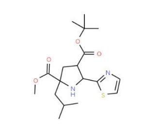 4-(tert-Butyl) 2-methyl (2R,5S)-2-isobutyl-5-(1,3-thiazol-2-yl)tetrahydro-1H-pyrrole-2,4-dicarboxyla - chemical structure ima
