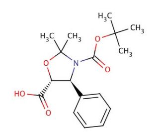 (4S,5R)-3-(tBoc)-2,2-dimethyl-4-phenyloxazolidine-5-carboxylic Acid (CAS 143527-70-2) - chemical structure image