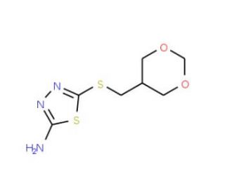 5-[(1,3-dioxan-5-ylmethyl)thio]-1,3,4-thiadiazol-2-amine - chemical structure image