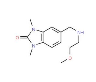 5-[(2-Methoxy-ethylamino)-methyl]-1,3-dimethyl-1,3-dihydro-benzoimidazol-2-one - chemical structure image