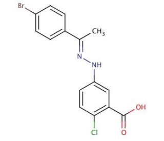 5-[(2E)-2-[1-(4-bromophenyl)ethylidene]hydrazin-1-yl]-2-chlorobenzoic acid - chemical structure image