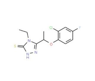 5-[1-(2-Chloro-4-fluorophenoxy)ethyl]-4-ethyl-4H-1,2,4-triazole-3-thiol - chemical structure image