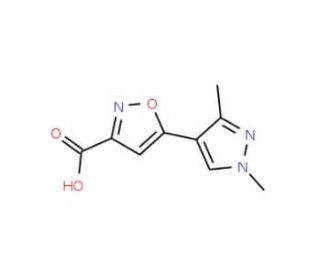 5-(1,3-Dimethyl-1H-pyrazol-4-yl)-isoxazole-3-carboxylic acid (CAS 956369-25-8) - chemical structure image