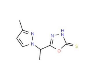 5-[1-(3-Methyl-1H-pyrazol-1-yl)ethyl]-1,3,4-oxadiazole-2-thiol - chemical structure image