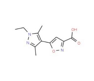5-(1-Ethyl-3,5-dimethyl-1H-pyrazol-4-yl)isoxazole-3-carboxylic acid - chemical structure image