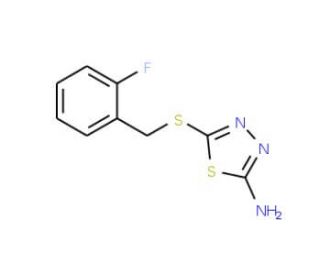 5-(2-Fluoro-benzylsulfanyl)-[1,3,4]thiadiazol-2-ylamine (CAS 6080-36-0) - chemical structure image
