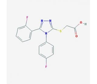 {[5-(2-fluorophenyl)-4-(4-fluorophenyl)-4H-1,2,4-triazol-3-yl]thio}acetic acid - chemical structure image