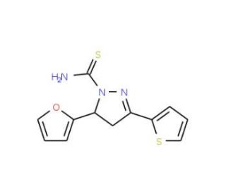 5-(2-furyl)-3-thien-2-yl-4,5-dihydro-1H-pyrazole-1-carbothioamide (CAS 394682-37-2) - chemical structure image