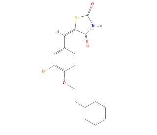 5-[[3-Bromo-4-(2-cyclohexylethoxy)phenyl]methylene]-2,4-thiazolidinedione (CAS 1239610-74-2) - chemical structure image