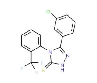5-(3-Chloro-phenyl)-4-(2-trifluoromethyl-phenyl)-4H-[1,2,4]triazole-3-thiol - chemical structure image