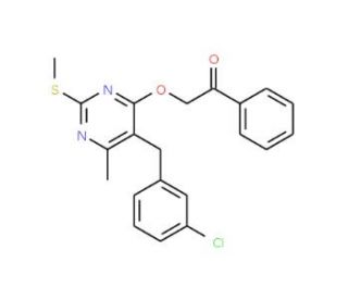 5-(3-Chlorobenzyl)-6-methyl-2-methylthio-4-phenacyloxypyrimidine - chemical structure image