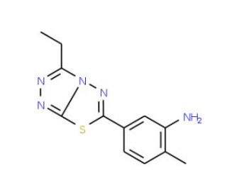 5-(3-Ethyl-[1,2,4]triazolo[3,4-b][1,3,4]-thiadiazol-6-yl)-2-methyl-phenylamine - chemical structure image