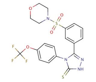 5-[3-(Morpholine-4-sulfonyl)-phenyl]-4-(4-trifluoromethoxy-phenyl)-4H-[1,2,4]triazole-3-thiol - chemical structure image