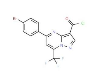 5-(4-bromophenyl)-7-(trifluoromethyl)pyrazolo[1,5-a]pyrimidine-3-carbonyl chloride - chemical structure image