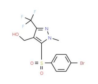 5-(4-Bromophenylsulphonyl)-4-(hydroxymethyl)-1-methyl-3-(trifluoromethyl)-1H-pyrazole - chemical structure image