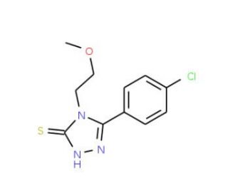 5-(4-Chloro-phenyl)-4-(2-methoxy-ethyl)-4H-[1,2,4]triazole-3-thiol (CAS 26438-54-0) - chemical structure image