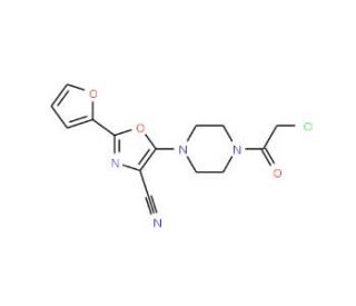 5-[4-(chloroacetyl)piperazin-1-yl]-2-(2-furyl)-1,3-oxazole-4-carbonitrile - chemical structure image