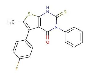 5-(4-Fluoro-phenyl)-2-mercapto-6-methyl-3-phenyl-3H-thieno[2,3-d]pyrimidin-4-one - chemical structure image