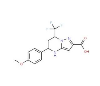 5-(4-Methoxyphenyl)-7-trifluoromethyl-4,5,6,7-tetrahydropyrazolo[1,5-a]pyrimidine-2-carboxylic acid - chemical structure imag