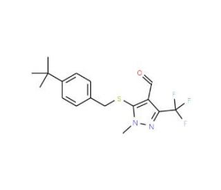 5-(4-tert-Butylbenzylthio)-1-methyl-3-(trifluoromethyl)-1H-pyrazole-4-carboxaldehyde - chemical structure image