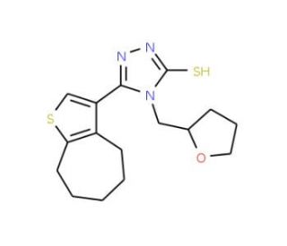 5-(5,6,7,8-tetrahydro-4H-cyclohepta[b]thien-3-yl)-4-(tetrahydrofuran-2-ylmethyl)-4H-1,2,4-triazole-3-thiol - chemical structu