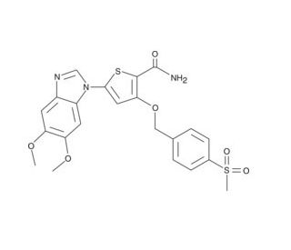 5-(5,6-dimethoxy-1H-benzimidazol-1-yl)-3-[[4-(methylsulfonyl)phenyl]methoxy]-2-thiophenecarboxamide (CAS 916985-21-2) - chemi