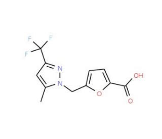 5-(5-Methyl-3-trifluoromethyl-pyrazol-1-ylmethyl)-furan-2-carboxylic acid - chemical structure image