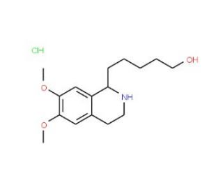 5-(6,7-Dimethoxy-1,2,3,4-tetrahydro-isoquinolin-1-yl)-pentan-1-ol hydrochloride (CAS 148204-37-9) - chemical structure image