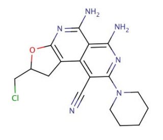 5,6-diamino-2-(chloromethyl)-8-piperidin-1-yl-1,2-dihydrofuro[2,3-c]-2,7-naphthyridine-9-carbonitrile - chemical structure im