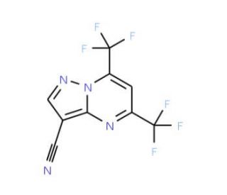 5,7-Bis(trifluoromethyl)-3-cyanopyrazolo[1,5-a]pyrimidine (CAS 175276-40-1) - chemical structure image
