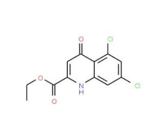 5,7-Dichloro-4-hydroxy-quinoline-2-carboxylic acid ethyl ester (CAS 157848-08-3) - chemical structure image