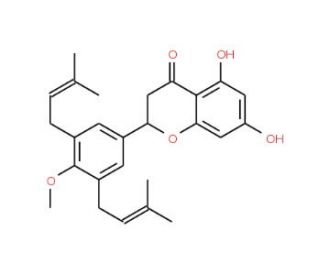 5,7-Dihydroxy-2-[4-methoxy-3,5-bis-(3-methyl-but-2-enyl)-phenyl]-chroman-4-one - chemical structure image