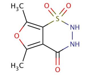 5,7-dimethyl-2,3-dihydro-4H-furo[3,4-e][1,2,3]thiadiazin-4-one 1,1-dioxide - chemical structure image
