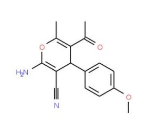 5-Acetyl-2-amino-4-(4-methoxyphenyl)-6-methyl-4H-pyran-3-carbonitrile (CAS 105263-07-8) - chemical structure image