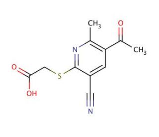 [(5-acetyl-3-cyano-6-methylpyridin-2-yl)thio]acetic acid - chemical structure image