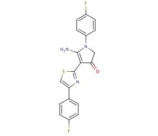 5-Amino-1-(4-fluoro-phenyl)-4-[4-(4-fluoro-phenyl)-thiazol-2-yl]-1,2-dihydro-pyrrol-3-one - chemical structure image