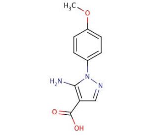 5-Amino-1-(4-methoxyphenyl)-1H-pyrazole-4-carboxylic acid (CAS 14678-95-6) - chemical structure image