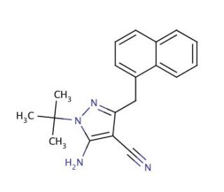 5-Amino-1-tert-butyl-3-(1&prime;-naphthylmethyl)-4-cyanopyrazole (CAS 221243-77-2) - chemical structure image