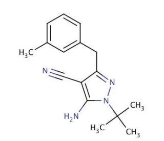 5-Amino-1-tert-butyl-3-(3-methylbenzyl)-4-cyanopyrazole - chemical structure image