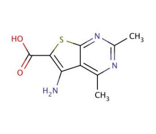 5-amino-2,4-dimethylthieno[2,3-d]pyrimidine-6-carboxylic acid (CAS 930395-93-0) - chemical structure image