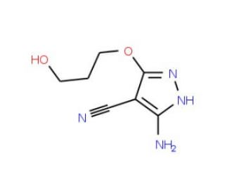 5-amino-3-(3-hydroxypropoxy)-1H-pyrazole-4-carbonitrile - chemical structure image
