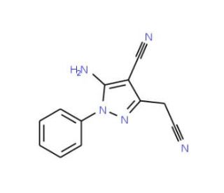5-amino-3-(cyanomethyl)-1-phenyl-1H-pyrazole-4-carbonitrile (CAS 7152-40-1) - chemical structure image