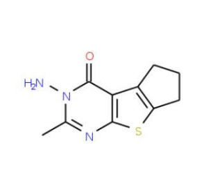 5-Amino-6-methyl-1,2,3,5-tetrahydro-8-thia-5,7-diaza-cyclopenta[a]inden-4-one (CAS 22721-36-4) - chemical structure image