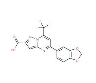 5-Benzo[1,3]dioxol-5-yl-7-trifluoromethyl-pyrazolo[1,5-a]pyrimidine-2-carboxylic acid - chemical structure image