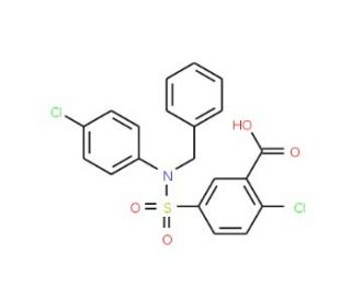 5-[Benzyl-(4-chloro-phenyl)-sulfamoyl]-2-chloro-benzoic acid - chemical structure image