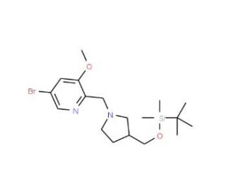 5-Bromo-2-((3-((tert-butyldimethylsilyloxy)methyl)pyrrolidin-1-yl)methyl)-3-methoxypyridine - chemical structure image