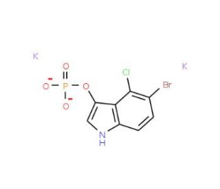 5-Bromo-4-chloro-3-indolyl phosphate dipotassium salt (CAS 102185-49-9) - chemical structure image